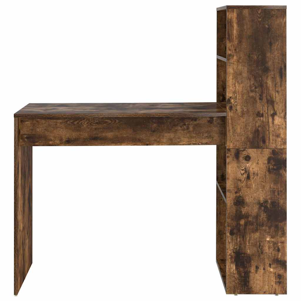 vidaXL Desk with Shelf Smoked Oak 113 x 54 x 120 cm Engineered Wood
