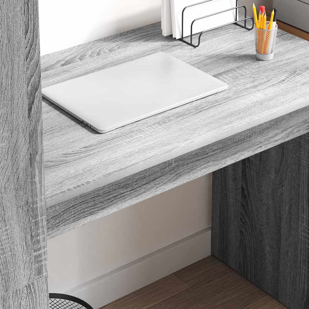 vidaXL Desk with Shelf Grey Sonoma 113 x 54 x 120 cm Engineered Wood