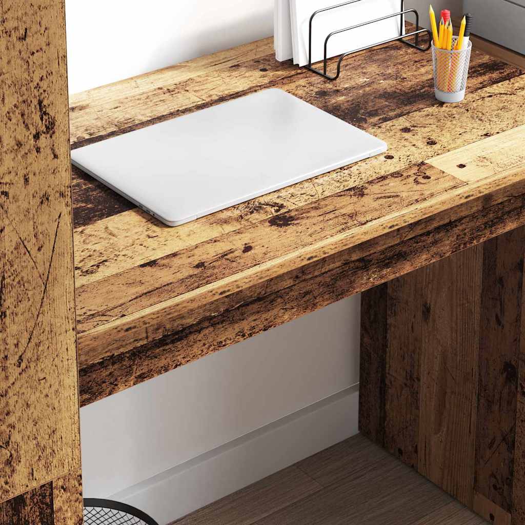 vidaXL Desk with Shelf Old Wood 113 x 54 x 120 cm Engineered Wood