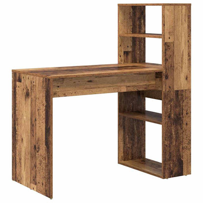 vidaXL Desk with Shelf Old Wood 113 x 54 x 120 cm Engineered Wood