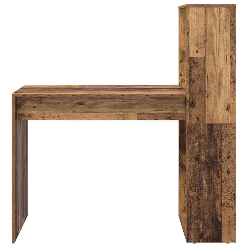 vidaXL Desk with Shelf Old Wood 113 x 54 x 120 cm Engineered Wood