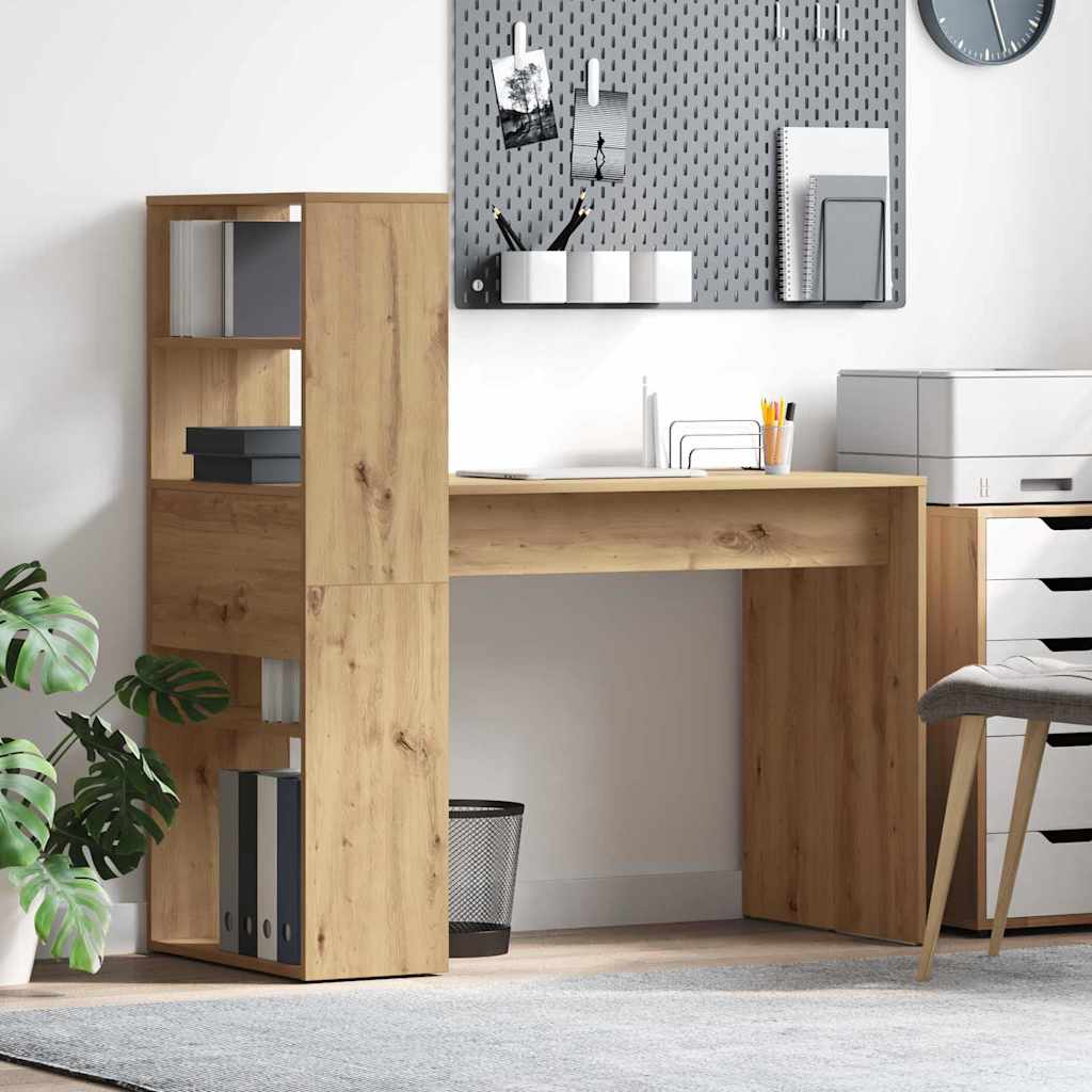 vidaXL Desk Artisan Oak Engineered Wood 113 x 54 x 120 cm