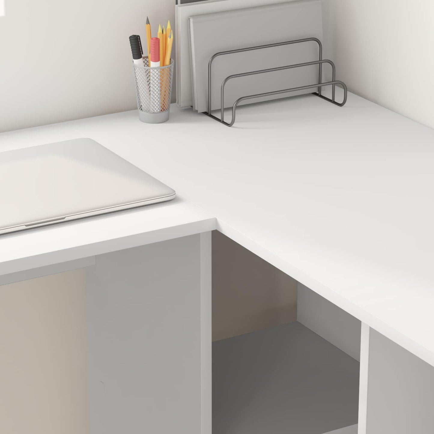 vidaXL Desk with Shelf White 142 x 102 x 73 cm Engineered Wood