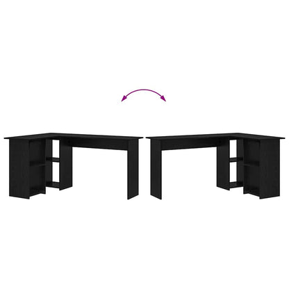 vidaXL Desk with Shelf Black Oak 142 x 102 x 73 cm Engineered Wood