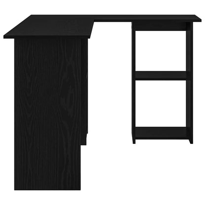 vidaXL Desk with Shelf Black Oak 142 x 102 x 73 cm Engineered Wood