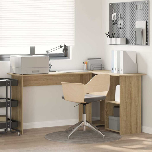 vidaXL Desk with Shelf Sonoma Oak 142 x 102 x 73 cm Engineered Wood