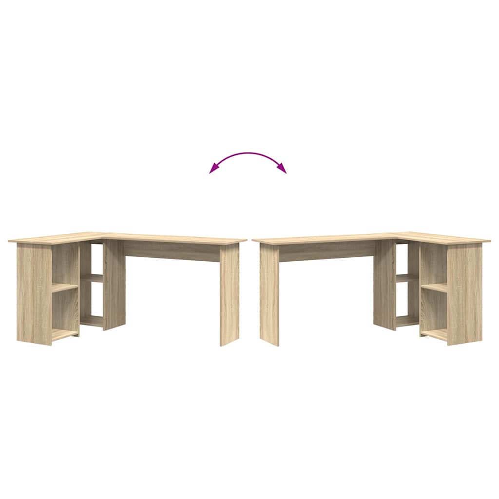 vidaXL Desk with Shelf Sonoma Oak 142 x 102 x 73 cm Engineered Wood