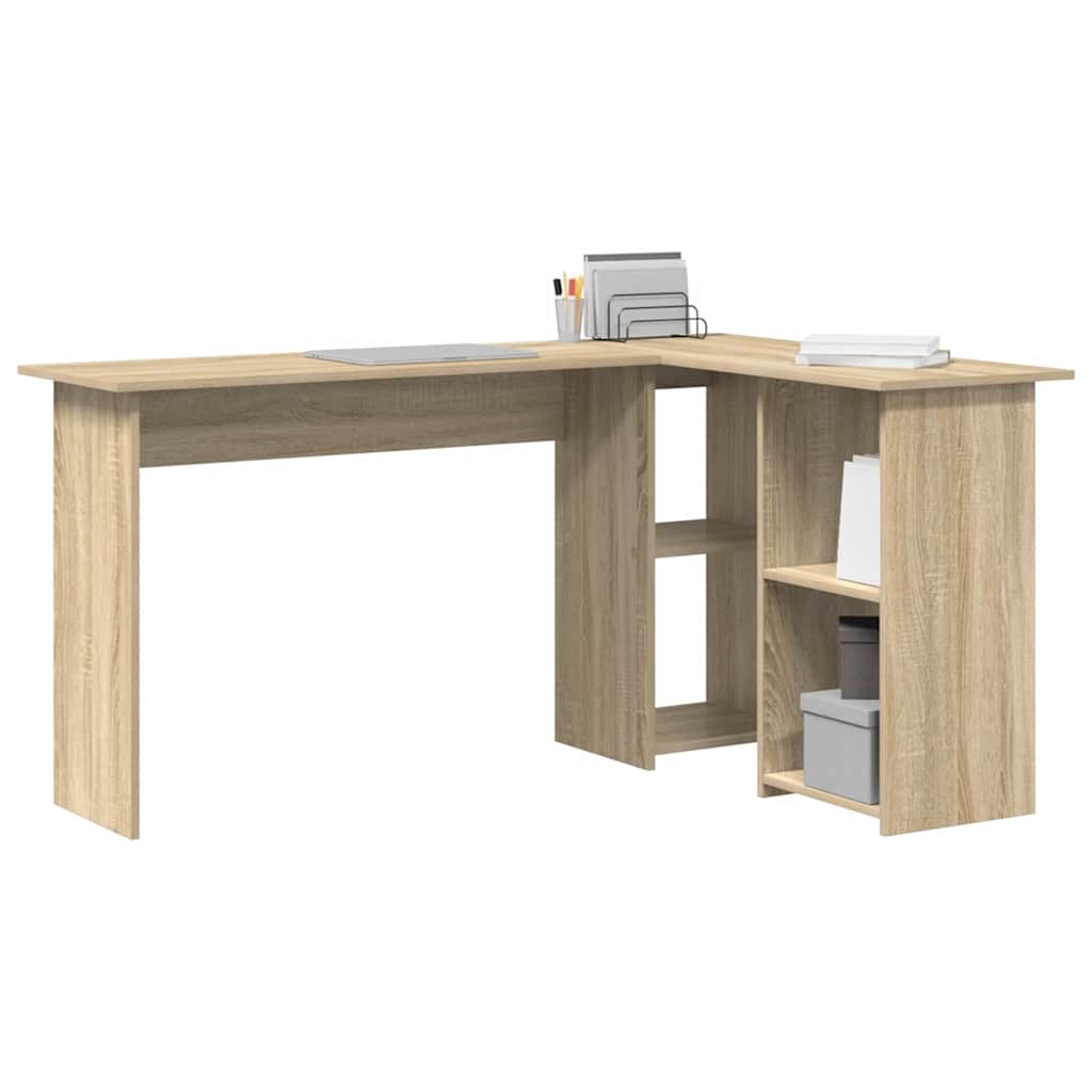 vidaXL Desk with Shelf Sonoma Oak 142 x 102 x 73 cm Engineered Wood