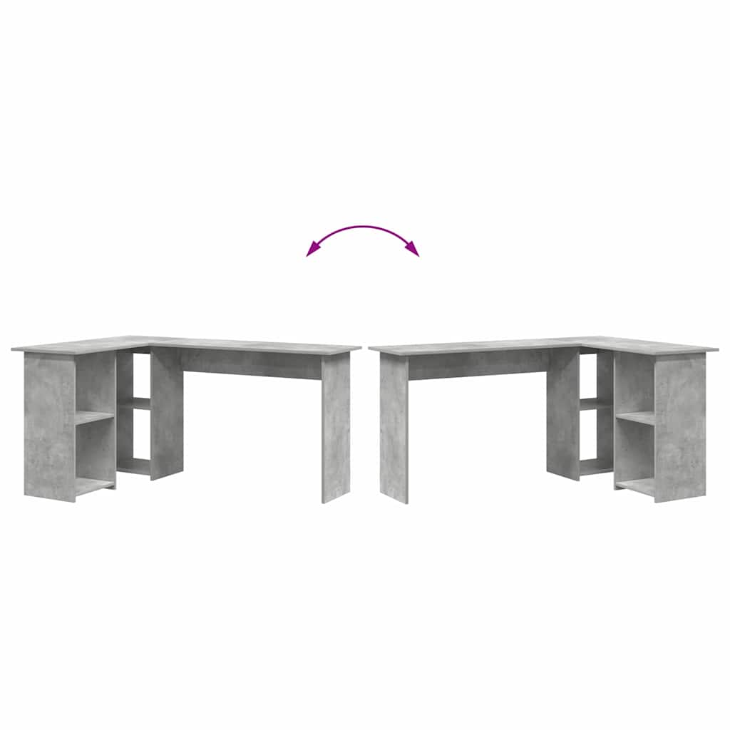 vidaXL Desk with Shelf Concrete Grey 142 x 102 x 73 cm Engineered Wood