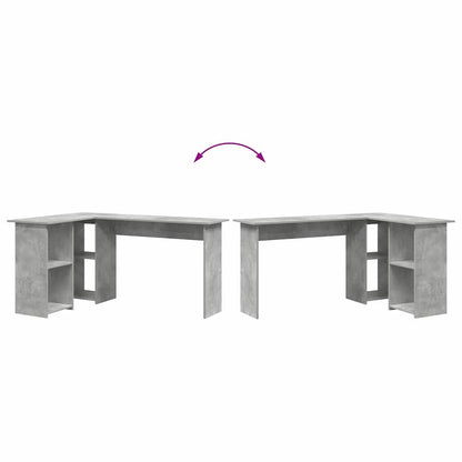 vidaXL Desk with Shelf Concrete Grey 142 x 102 x 73 cm Engineered Wood
