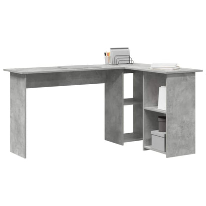 vidaXL Desk with Shelf Concrete Grey 142 x 102 x 73 cm Engineered Wood