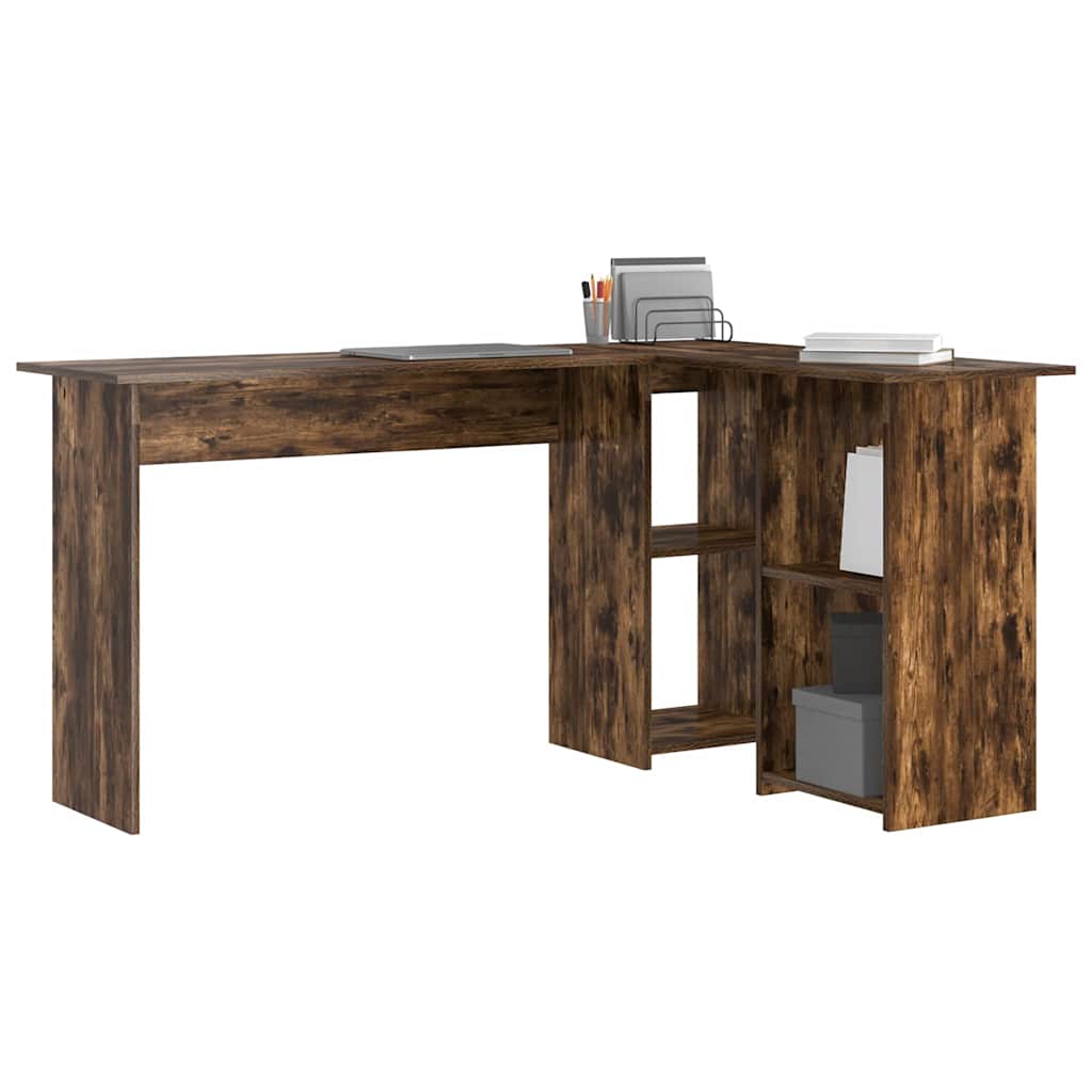 vidaXL Desk Smoked Oak 142 x 102 x 73 cm Engineered Wood