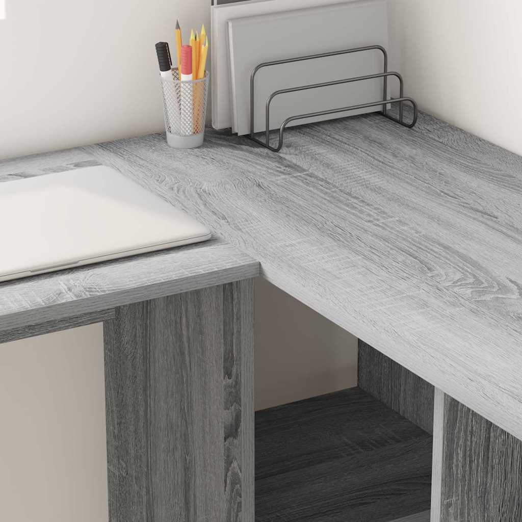 vidaXL Desk Grey Sonoma 142 x 102 x 73 cm Engineered Wood
