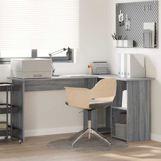 vidaXL Desk Grey Sonoma 142 x 102 x 73 cm Engineered Wood