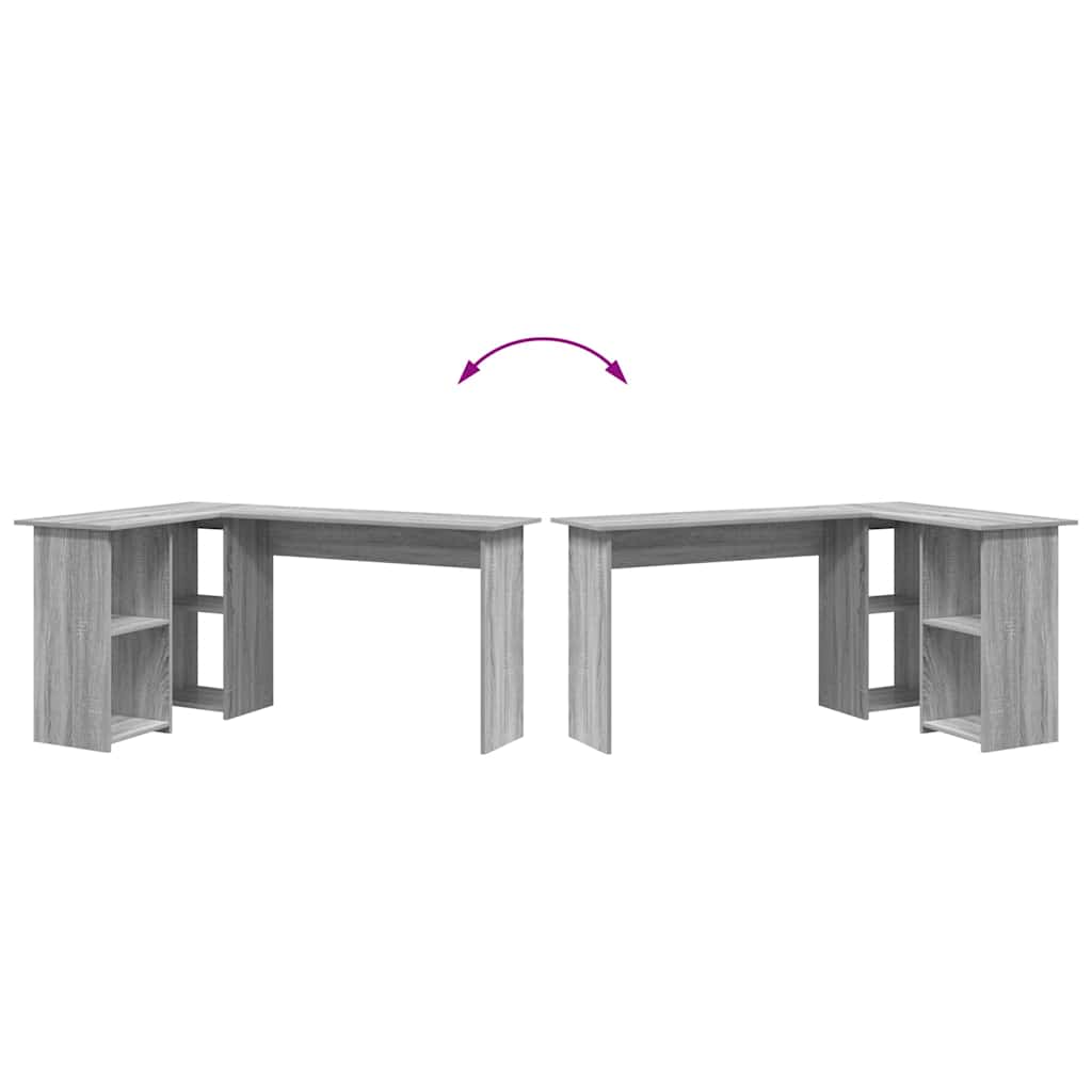 vidaXL Desk with Shelf Grey Sonoma 142 x 102 x 73 cm Engineered Wood