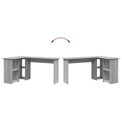 vidaXL Desk with Shelf Grey Sonoma 142 x 102 x 73 cm Engineered Wood