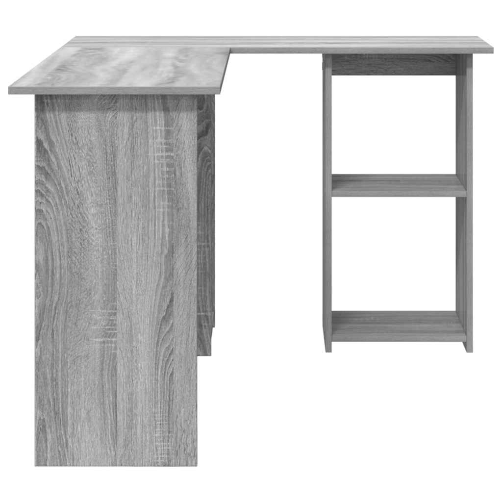 vidaXL Desk with Shelf Grey Sonoma 142 x 102 x 73 cm Engineered Wood