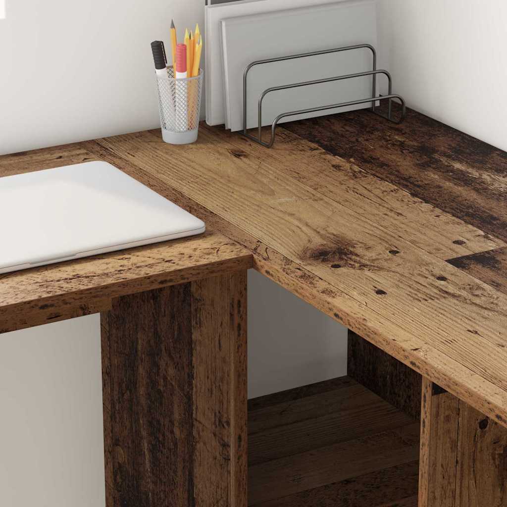 vidaXL Desk with Shelf Old Wood 142 x 102 x 73 cm Engineered Wood