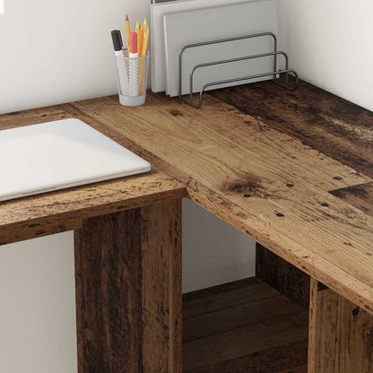 vidaXL Desk with Shelf Old Wood 142 x 102 x 73 cm Engineered Wood