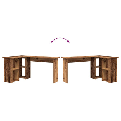 vidaXL Desk with Shelf Old Wood 142 x 102 x 73 cm Engineered Wood