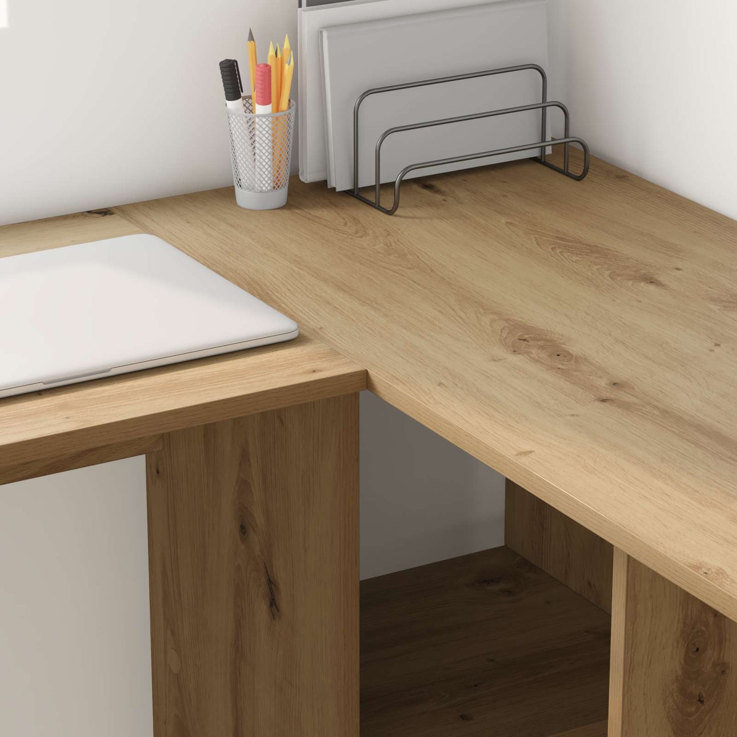 vidaXL Desk Artisan Oak Engineered Wood 142 x 102 x 73 cm
