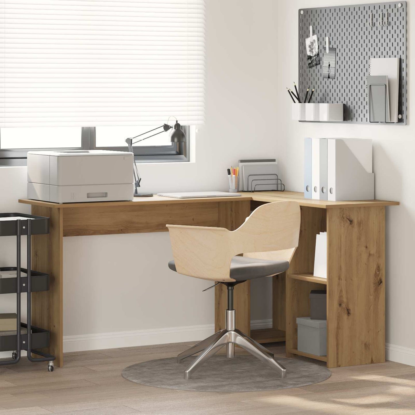 vidaXL Desk with Shelf Artisan Oak 142 x 102 x 73 cm Engineered Wood