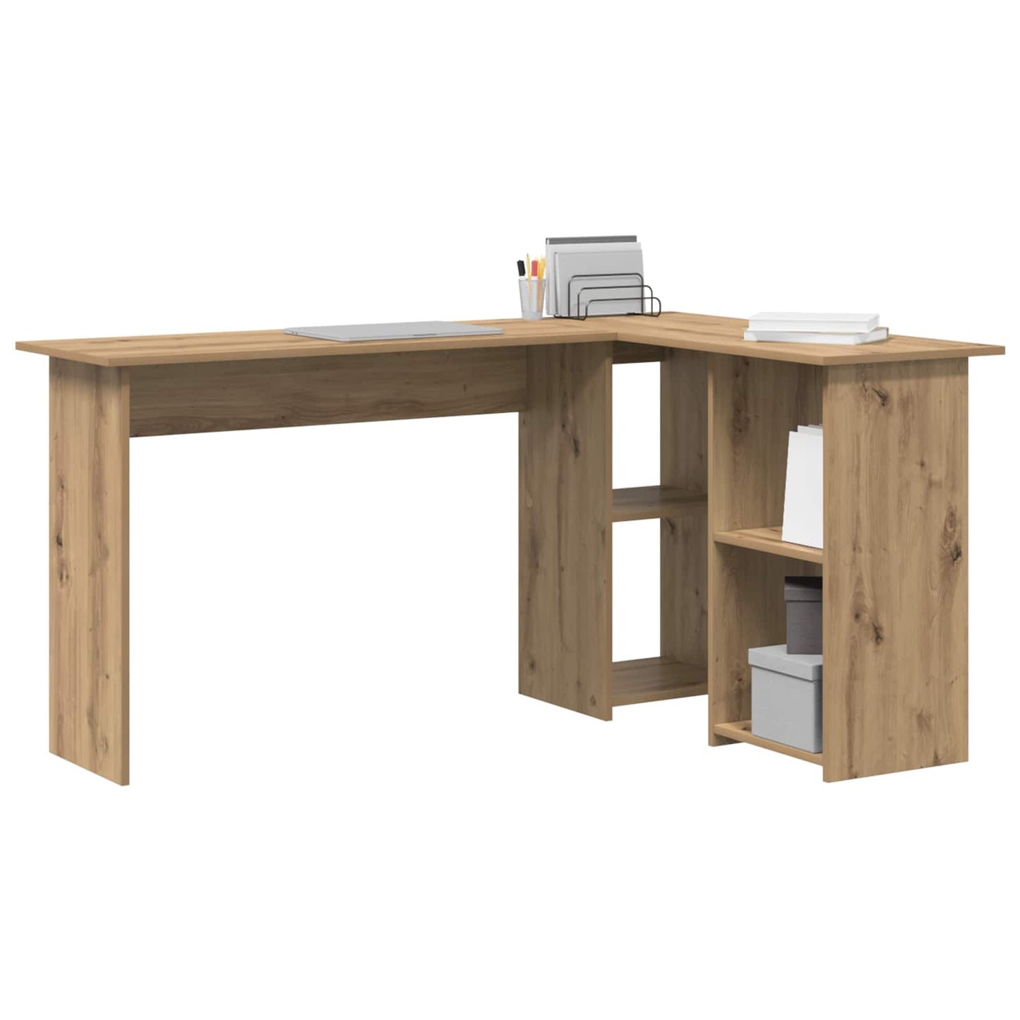 vidaXL Desk Artisan Oak Engineered Wood 142 x 102 x 73 cm