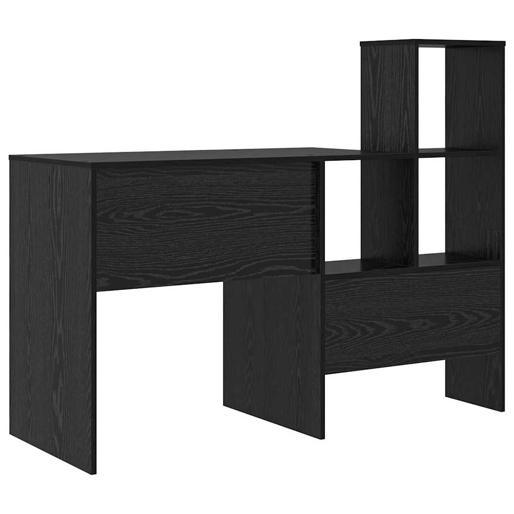 vidaXL Desk with Shelf Black Oak 131.5 x 50 x 106.5 cm Engineered Wood