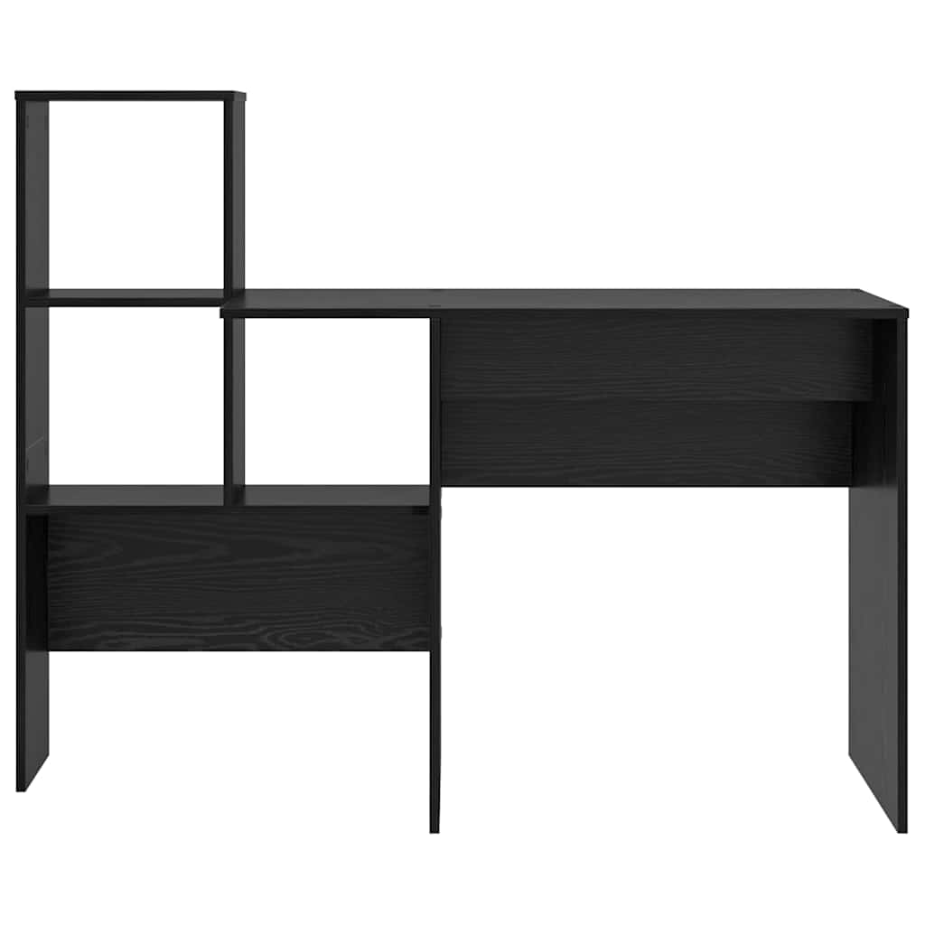 vidaXL Desk with Shelf Black Oak 131.5 x 50 x 106.5 cm Engineered Wood
