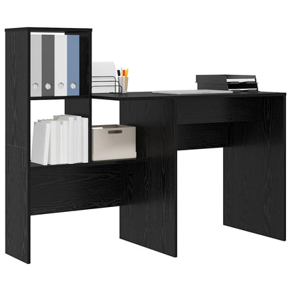 vidaXL Desk with Shelf Black Oak 131.5 x 50 x 106.5 cm Engineered Wood