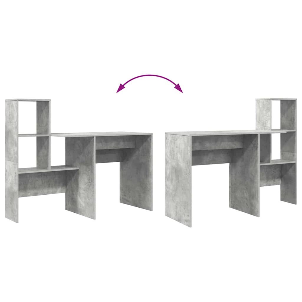 vidaXL Desk Concrete Grey 131.5 x 50 x 106.5 cm Engineered Wood