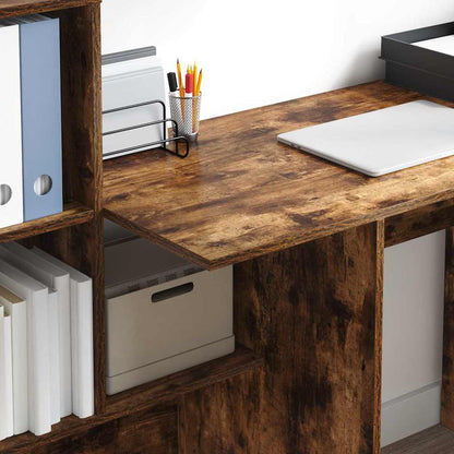 vidaXL Desk Smoked Oak 131.5 x 50 x 106.5 cm Engineered Wood