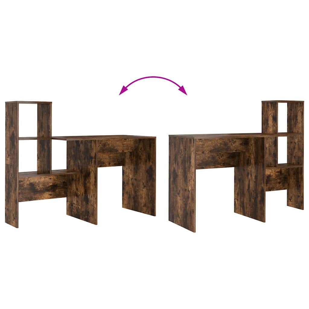 vidaXL Desk Smoked Oak 131.5 x 50 x 106.5 cm Engineered Wood
