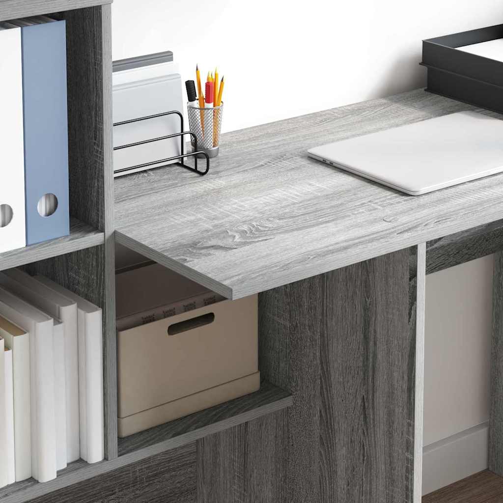vidaXL Desk Grey Sonoma 131.5 x 50 x 106.5 cm Engineered Wood