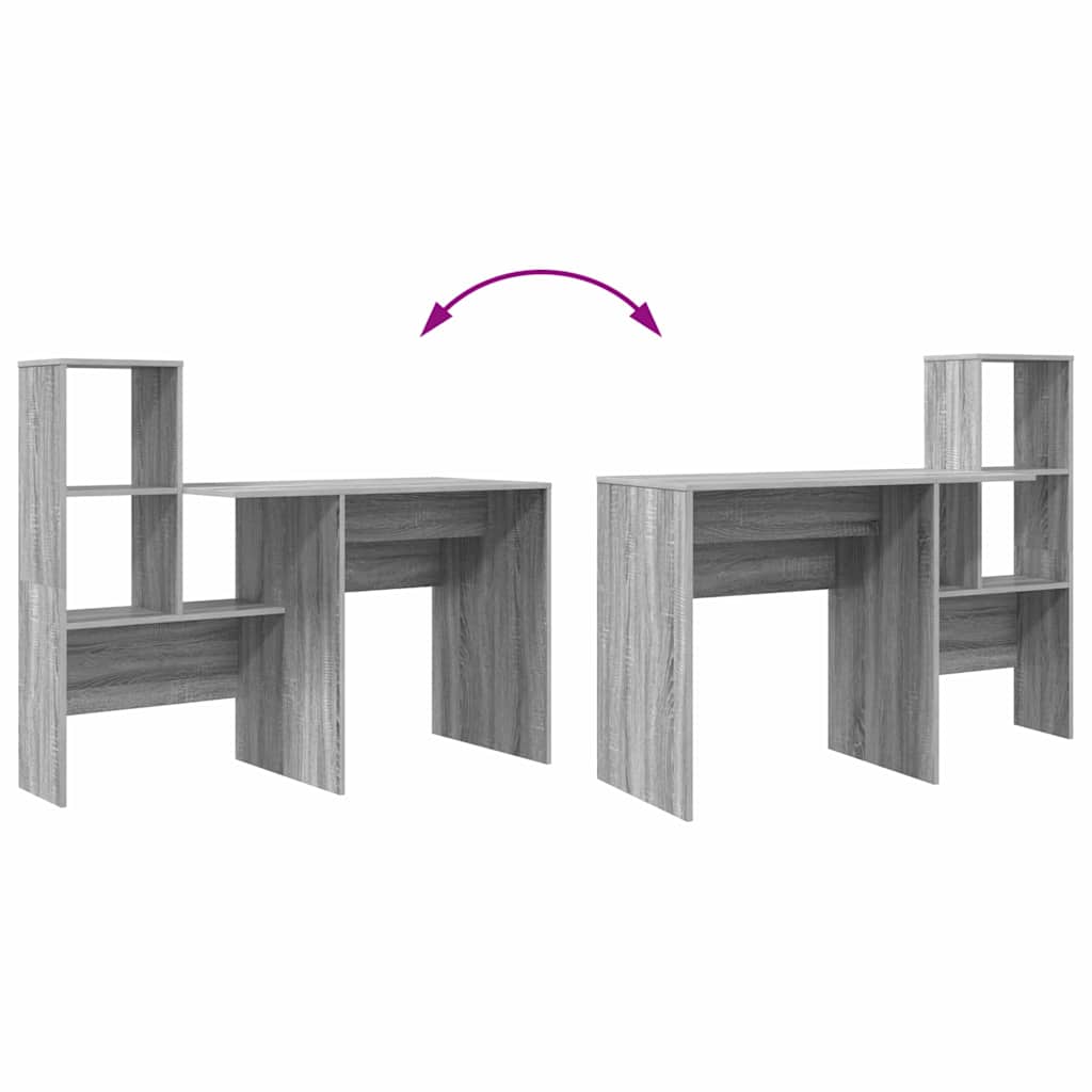 vidaXL Desk Grey Sonoma 131.5 x 50 x 106.5 cm Engineered Wood