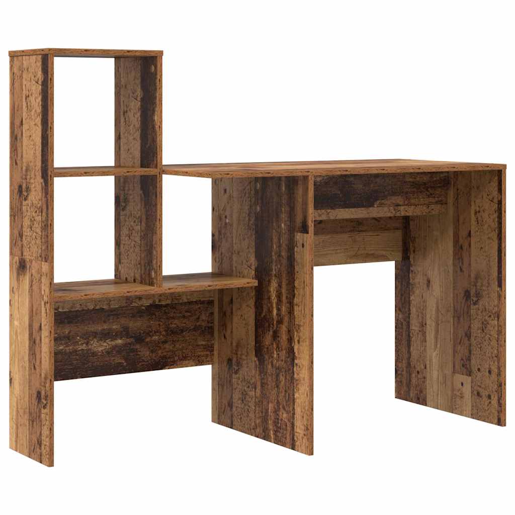 vidaXL Desk with Shelf Old Wood 131.5 x 50 x 106.5 cm Engineered Wood