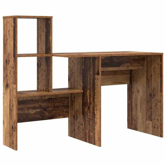 vidaXL Desk with Shelf Old Wood 131.5 x 50 x 106.5 cm Engineered Wood