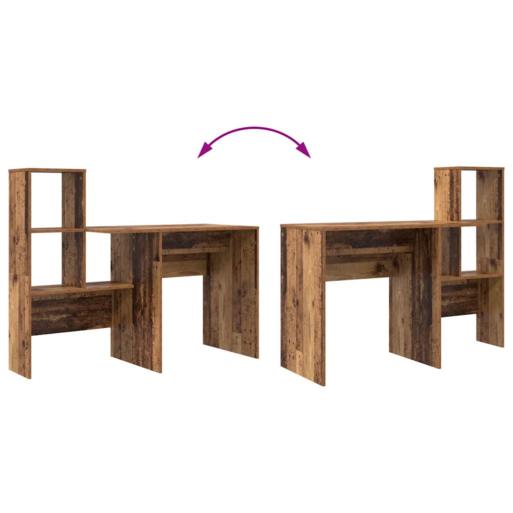 vidaXL Desk with Shelf Old Wood 131.5 x 50 x 106.5 cm Engineered Wood