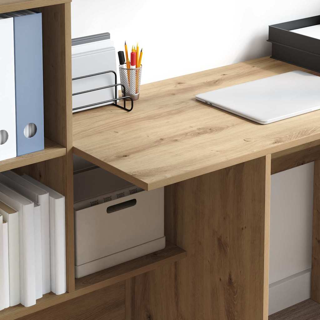vidaXL Desk Artisan Oak Engineered Wood 131.5 x 50 x 106.5 cm