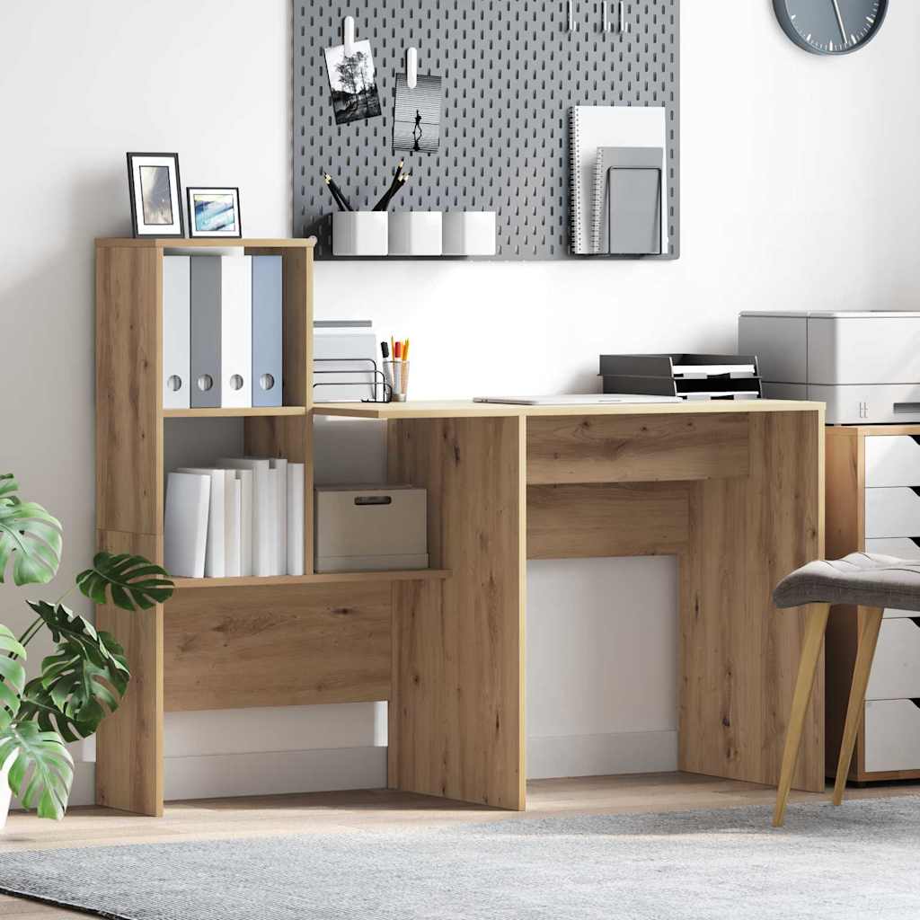 vidaXL Desk Artisan Oak Engineered Wood 131.5 x 50 x 106.5 cm