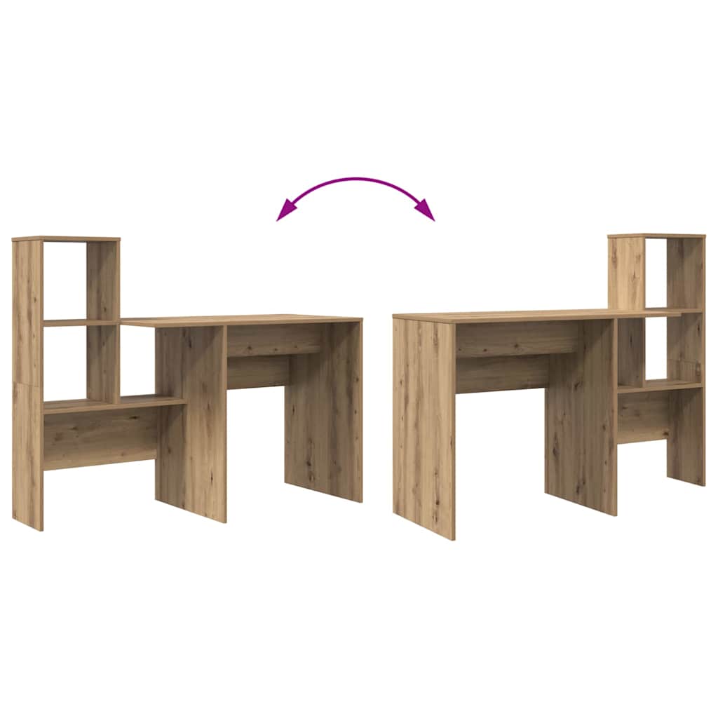 vidaXL Desk Artisan Oak 131.5 x 50 x 106.5 cm Engineered Wood