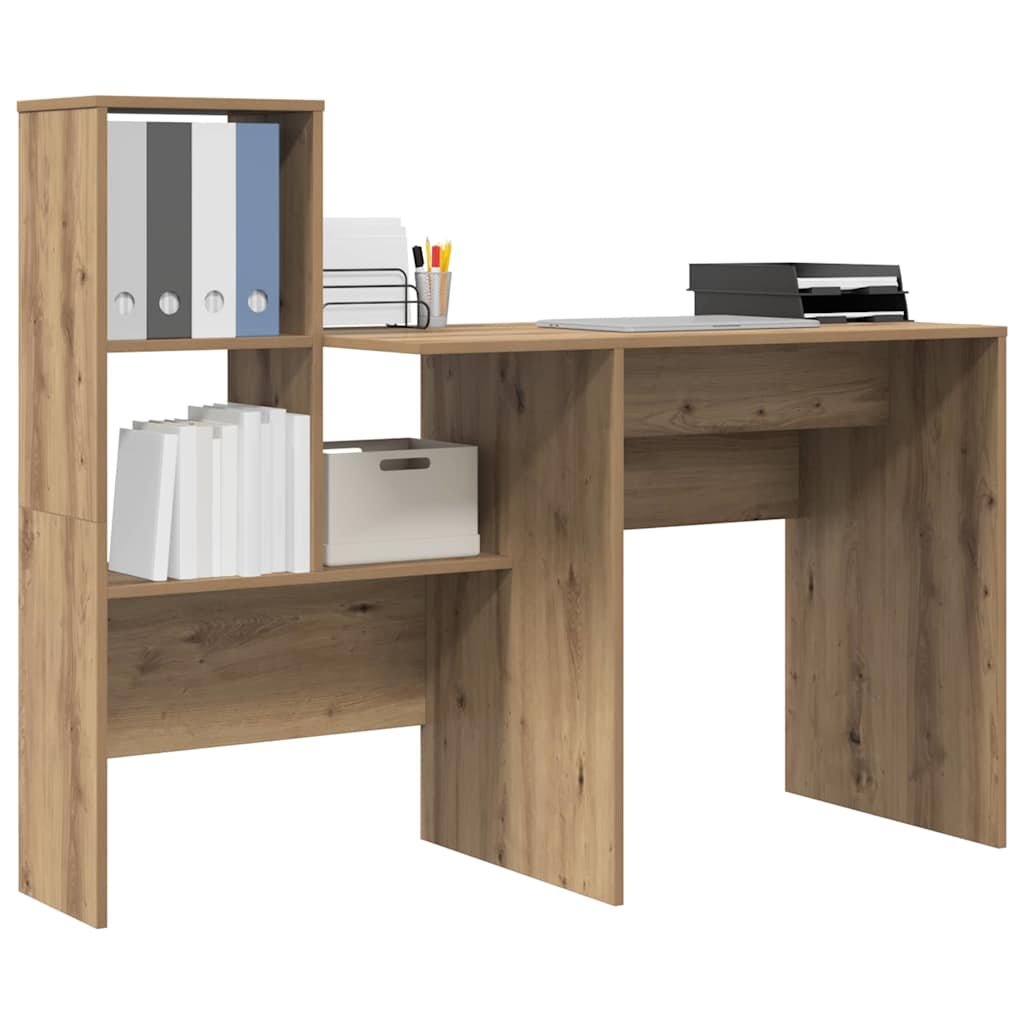 vidaXL Desk Artisan Oak Engineered Wood 131.5 x 50 x 106.5 cm