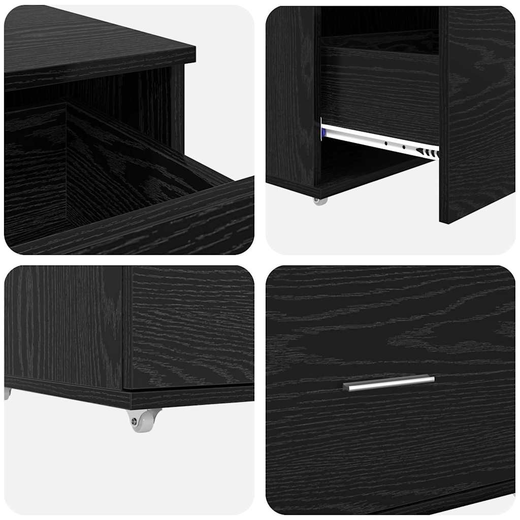 vidaXL Drawer Cabinet with Wheel Black Oak 55 x 45 x 31 cm