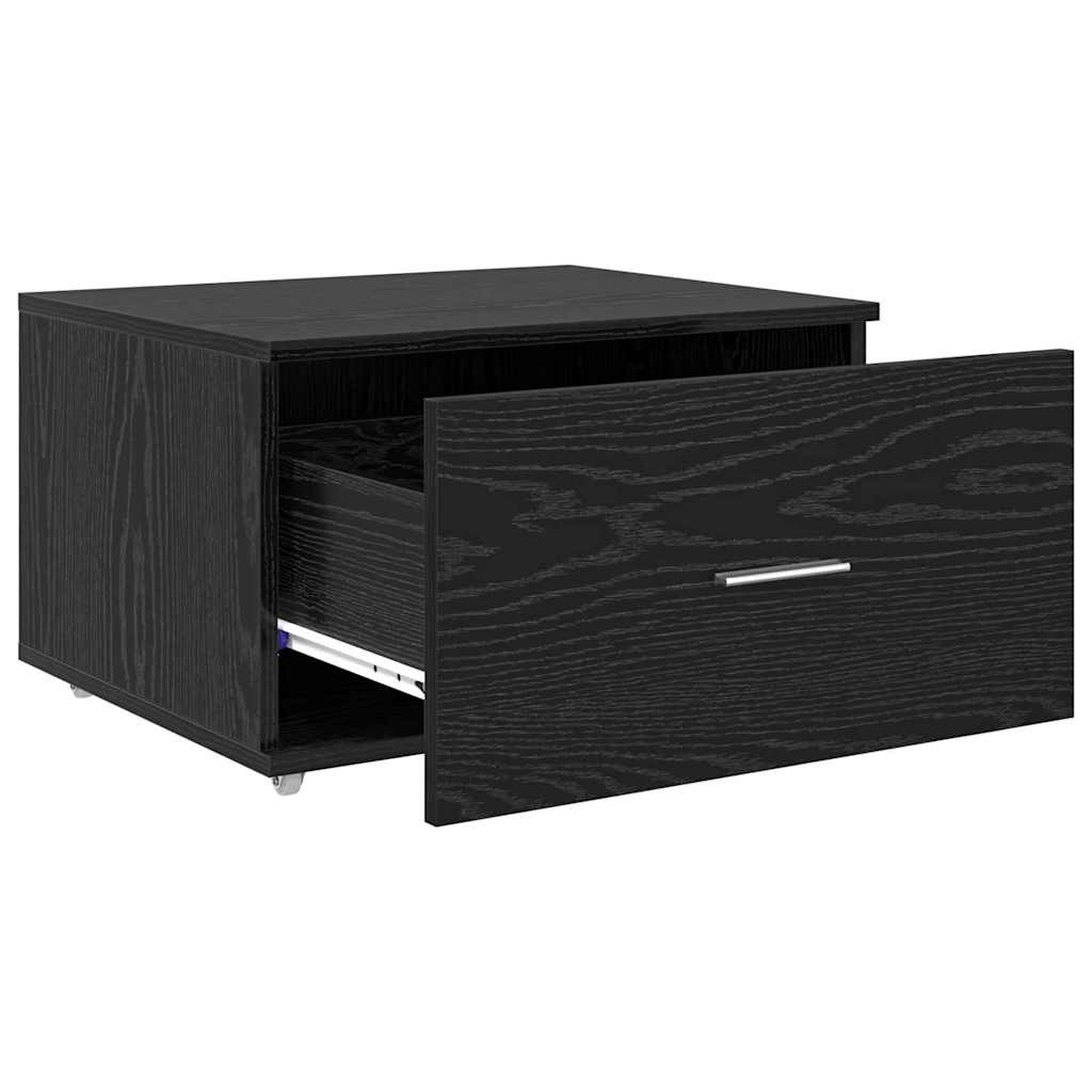vidaXL Drawer Cabinet with Wheel Black Oak 55 x 45 x 31 cm