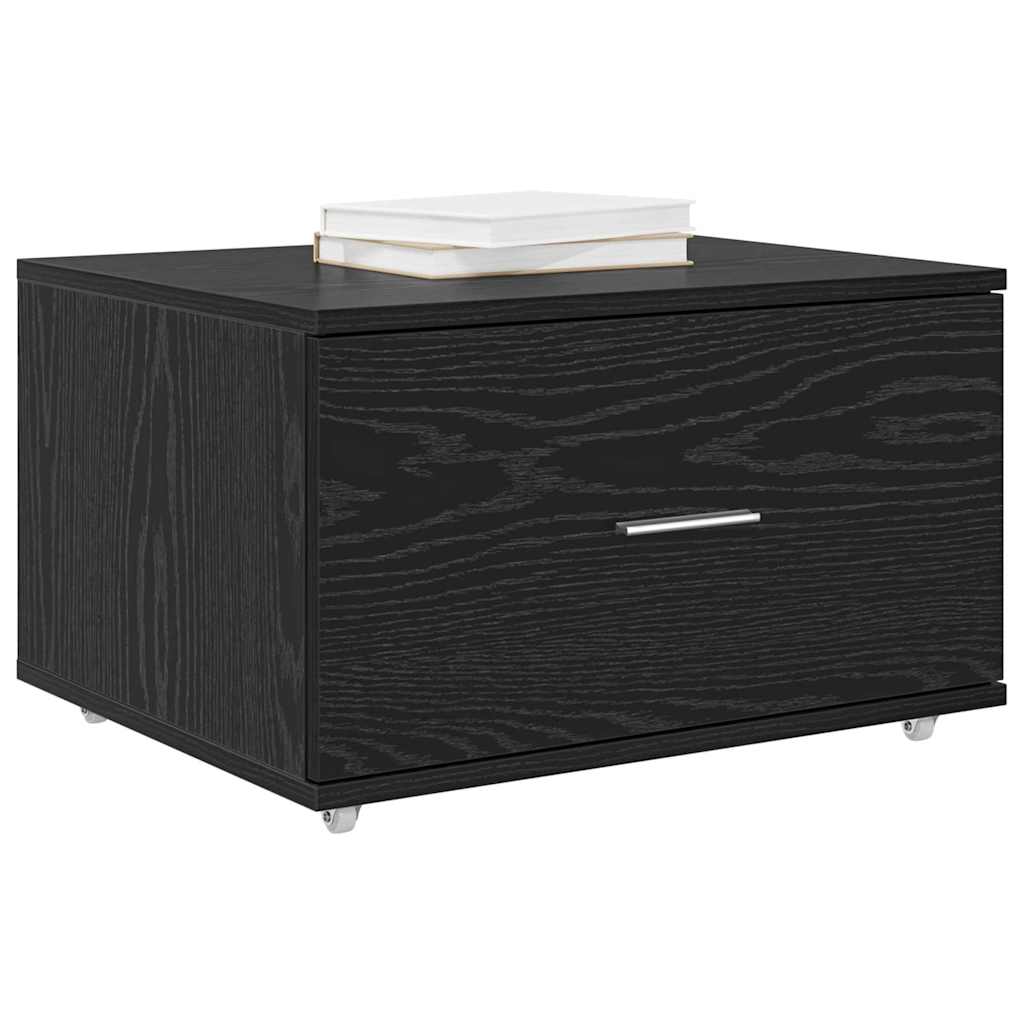 vidaXL Drawer Cabinet with Wheel Black Oak 55 x 45 x 31 cm