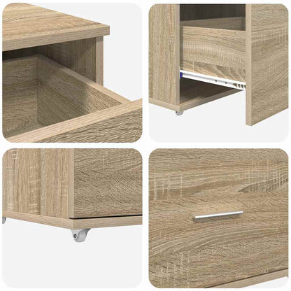 vidaXL Drawer Cabinet with Wheel Sonoma Oak 55 x 45 x 31 cm