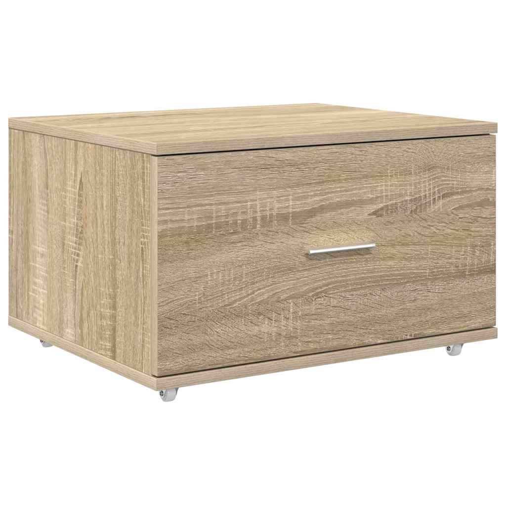 vidaXL Drawer Cabinet with Wheel Sonoma Oak 55 x 45 x 31 cm
