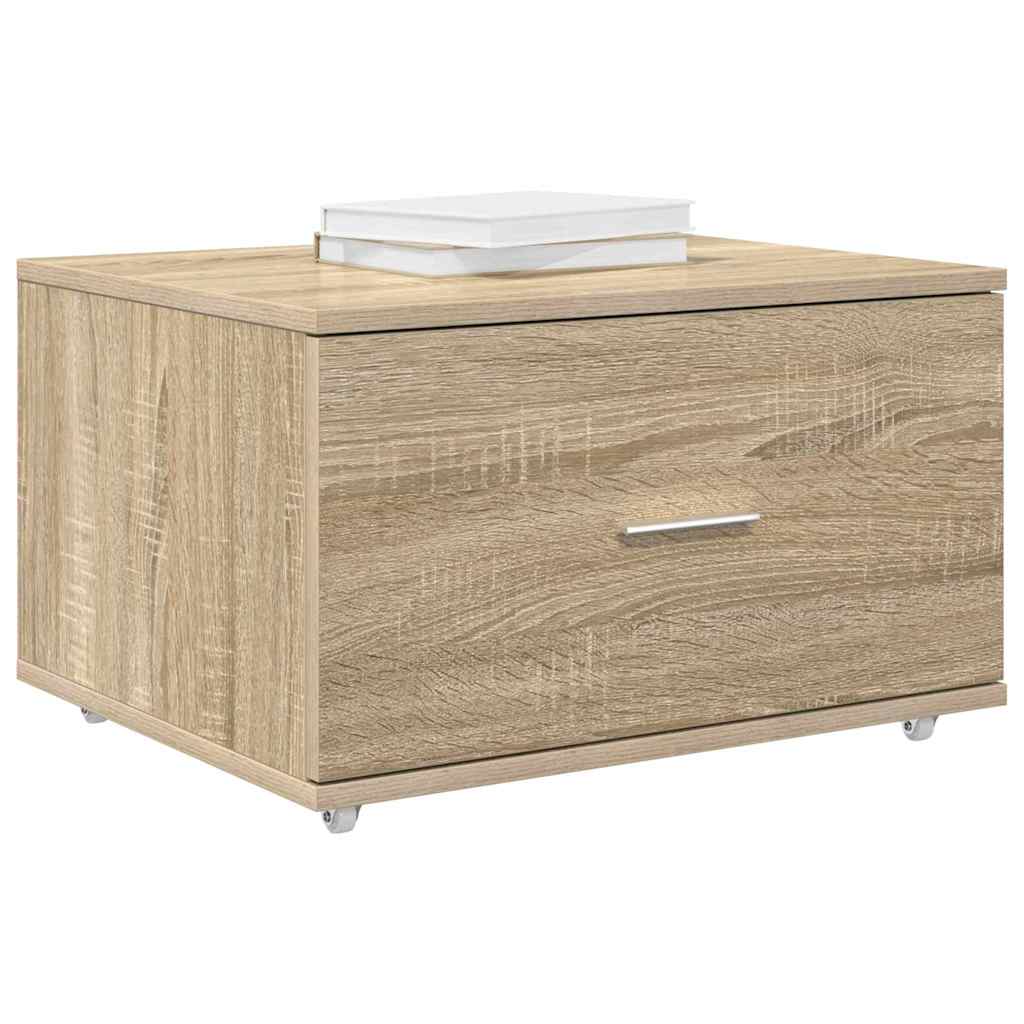 vidaXL Drawer Cabinet with Wheel Sonoma Oak 55 x 45 x 31 cm