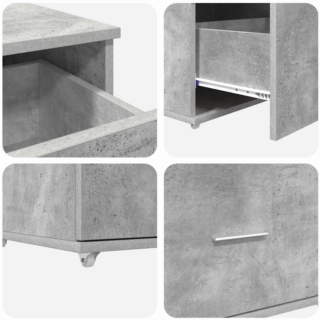 vidaXL Drawer Cabinet with Wheel Concrete Grey 55 x 45 x 31 cm
