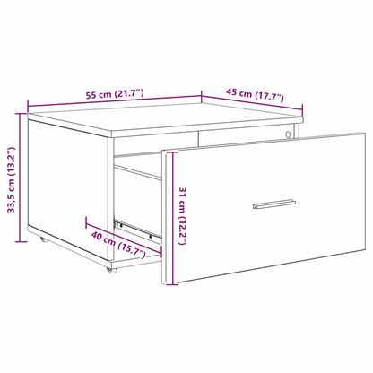 vidaXL Drawer Cabinet with Wheel Concrete Grey 55 x 45 x 31 cm